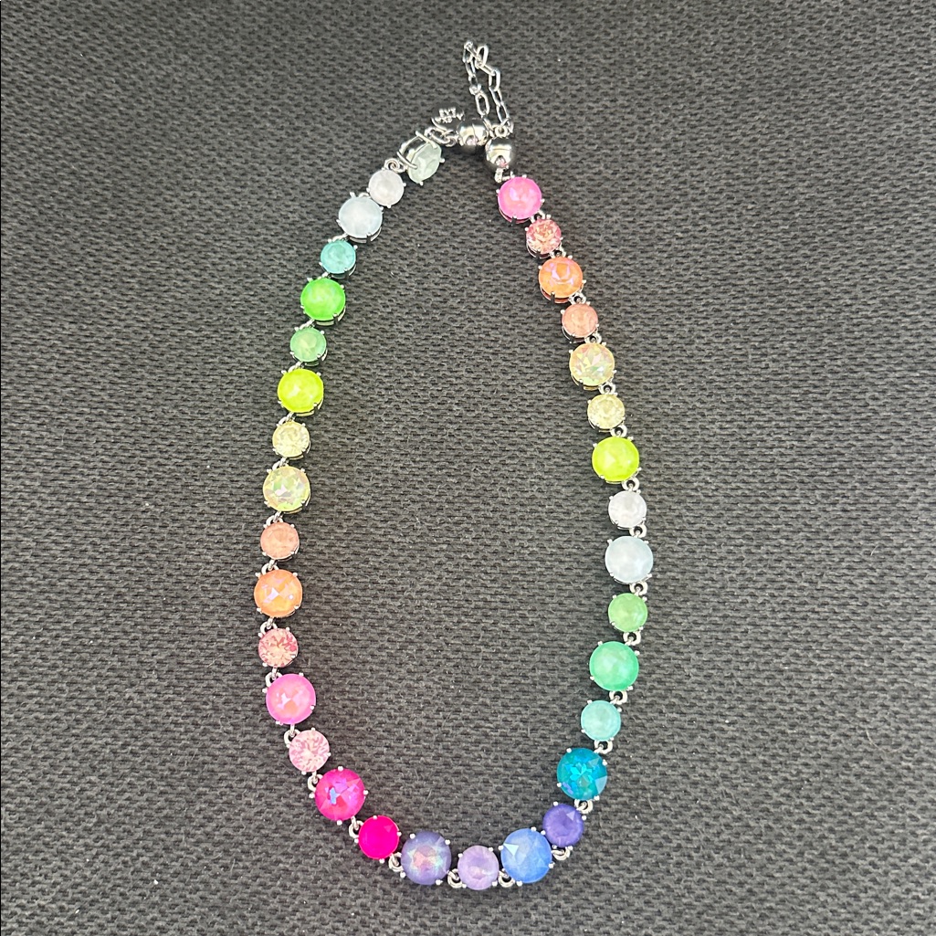 Vibrant Multicolor Crystal Tennis Necklace - Women Jewelry